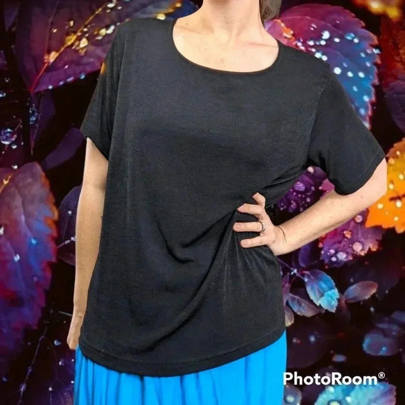 Vintage Bombshell Black Slinky Top - Picture 1 of 5